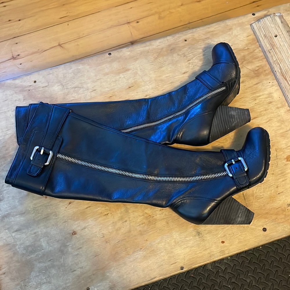 Vince Camunto knee high zip up leather boots